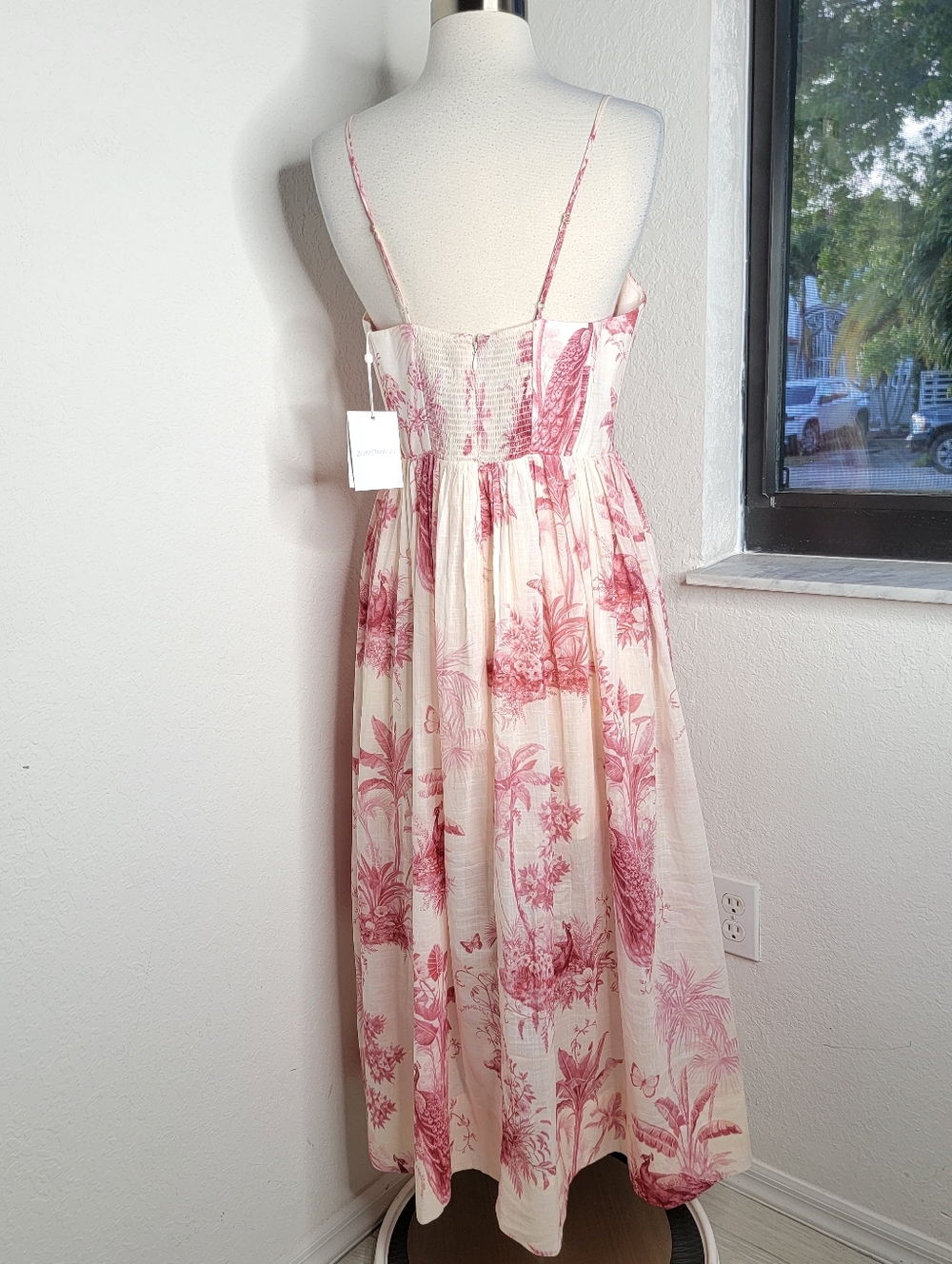 ZIMMERMAN Waverly Corset Midi Dress In Pink Palm NWT AUS 3/US L. - Picture 9 of 14